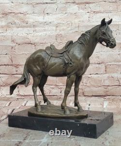 Sculpture Cheval Bronze Milo Signée Sur Socle En Marbre Statue Originale