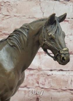 Sculpture Cheval Bronze Milo Signée Sur Socle En Marbre Statue Originale