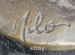 Sculpture Cheval Bronze Milo Signée Sur Socle En Marbre Statue Originale