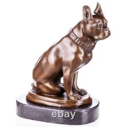 Sculpture Chien en bronze Art déco sur un sur socle en marbre noir d'après Milo