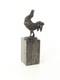 Sculpture Coq En Bronze Sur Un Socle En Marbre Noir Sign&eacute;e