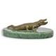 Sculpture Crocodile En Bronze Sur Un Socle En Marbre Verte Signée