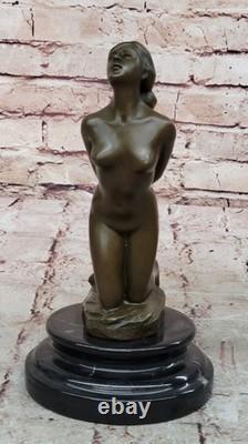 Sculpture D'Art En Bronze Et Marbre Nu Féminin Abstrait Signée Par Jean Patoue