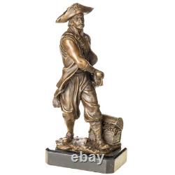 Sculpture D'un Pirate en bronze sur socle en marbre noir d'après Nick