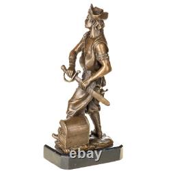 Sculpture D'un Pirate en bronze sur socle en marbre noir d'après Nick