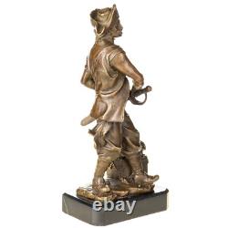 Sculpture D'un Pirate en bronze sur socle en marbre noir d'après Nick