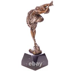 Sculpture Danseuse Art déco en bronze sur socle en marbre noir Signée