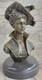 Sculpture De Buste F&eacute;minin Original Sign&eacute;e Avec Base En Marbre D&eacute;tails Pr&eacute;cis