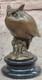 Sculpture De Hibou En Bronze Sign&eacute;e Sur Base En Marbre Art Animal Sauvage