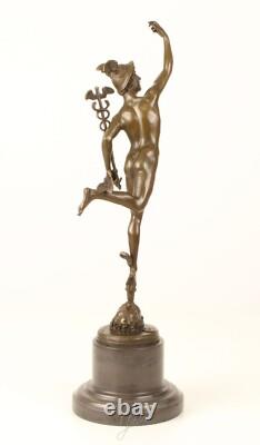 Sculpture De Mercure en bronze sur socle en marbre d'après Giovanni Bologna