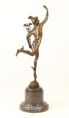Sculpture De Mercure en bronze sur socle en marbre d'après Giovanni Bologna
