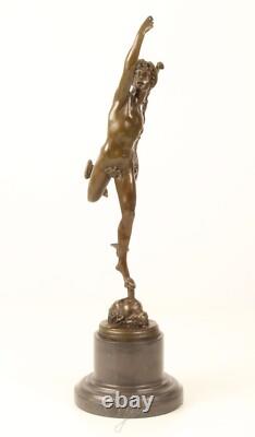 Sculpture De Mercure en bronze sur socle en marbre d'après Giovanni Bologna