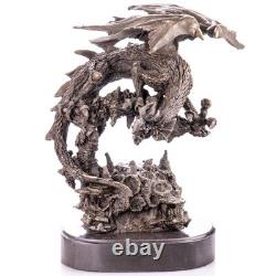 Sculpture Dragon en bronze sur un socle en marbre noir d'après Milo