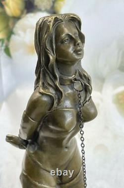 Sculpture En Bronze 100% De Fille Nue Patinée Spéciale Signée En Marbre Cadeau