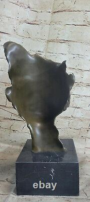 Sculpture En Bronze Buste Hommage À Salvador Dali Signé Surnom Socle Marbre Deal