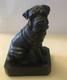 Sculpture En Bronze Chien Bouledogue Avec Base En Marbre Signé