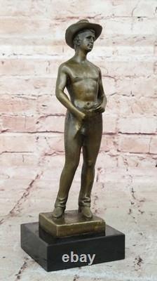 Sculpture En Bronze Cowboy Nu Art Gay Homme Statue Marbre Érotique Signée