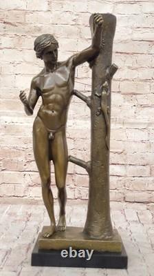 Sculpture En Bronze D'Homme Nu Statue Signée Figurine Figure Décor En Marbre