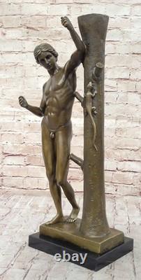 Sculpture En Bronze D'Homme Nu Statue Signée Figurine Figure Décor En Marbre
