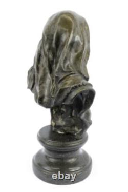 Sculpture En Bronze De Belle Jeune Fille Semi Nue En Marbre Signée Originale