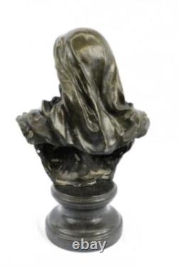 Sculpture En Bronze De Belle Jeune Fille Semi Nue En Marbre Signée Originale