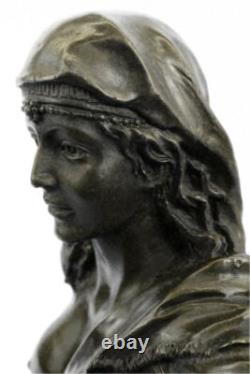 Sculpture En Bronze De Belle Jeune Fille Semi Nue En Marbre Signée Originale