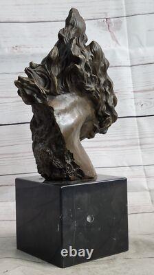 Sculpture En Bronze De Cheval Étalon Sur Socle En Marbre Figurine Art Signée M