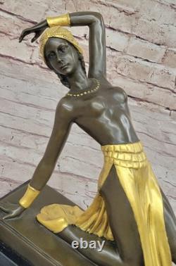 Sculpture En Bronze De Danseuse Chiparus Signée Art Déco Sur Socle En Marbre