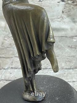 Sculpture En Bronze De Danseuse Érotique Signée Chiparus Sur Socle En Marbre