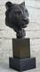 Sculpture En Bronze De Puma Africain Sign&eacute;e Sur Socle En Marbre Art D&eacute;co