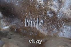 Sculpture En Bronze De Taureau Mâle Milo Signée Sur Socle En Marbre Figurine Art