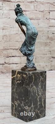 Sculpture En Bronze De Vierge En Marbre Originale Signée Et Très Détailée NR