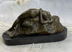 Sculpture En Bronze Nue Féminine Signée Originale Avec Base En Marbre