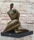 Sculpture En Bronze Sign&eacute;e D'un Couple Masculin F&eacute;minin Sur Socle En Marbre