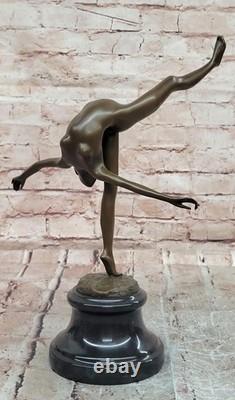 Sculpture En Bronze Signée De Danseuse Figurine En Marbre Art Déco 14