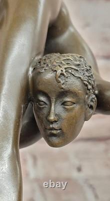 Sculpture En Bronze Signée De Danseuse Figurine En Marbre Art Déco 14