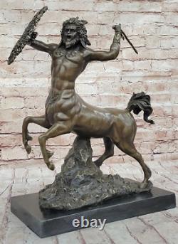 Sculpture En Bronze Signée Mythologie Art Centaure Très Détailée Sur Marbre