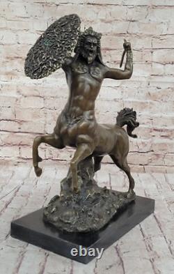 Sculpture En Bronze Signée Mythologie Art Centaure Très Détailée Sur Marbre