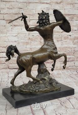 Sculpture En Bronze Signée Mythologie Art Centaure Très Détailée Sur Marbre