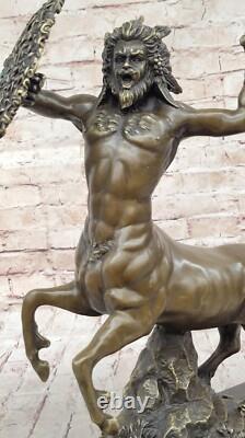 Sculpture En Bronze Signée Mythologie Art Centaure Très Détailée Sur Marbre
