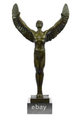 Sculpture En Bronze Signée Nu Homme Au Soleil Levant Détail Statue Sur Marbre