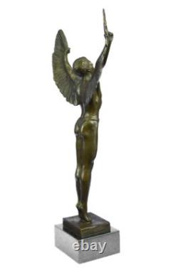 Sculpture En Bronze Signée Nu Homme Au Soleil Levant Détail Statue Sur Marbre