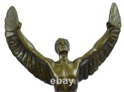 Sculpture En Bronze Signée Nu Homme Au Soleil Levant Détail Statue Sur Marbre