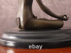 Sculpture En Bronze Yoga Sur Socle En Marbre Signée Paris, Art Déco, 13 Cm
