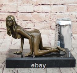 Sculpture Érotique En Bronze Statue Nue Art Signée Décor Marbre Figurine Figure