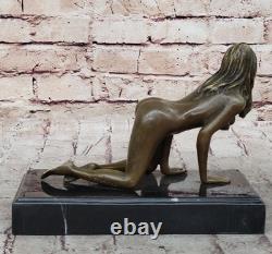 Sculpture Érotique En Bronze Statue Nue Art Signée Décor Marbre Figurine Figure