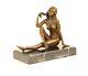 Sculpture Femme Assis Nue En Bronze Sur Un Marbre Noir D'après J. Patoue