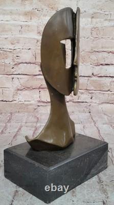 Sculpture Figurine Bronze Modèle Cubisme Deux Visage Marbre Socle Signée