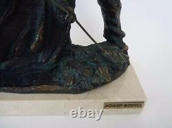 Sculpture Josep Bofill signé, bronze, composite et marbre. Paysans