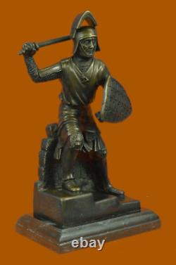 Sculpture Lourd Bronze Marbre Samouraï Japonais Kamiko Original Signé